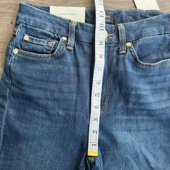 NWT 7 For All Mankind Dark Blue High Rise Skinny Jeans - Picture 6 of 12